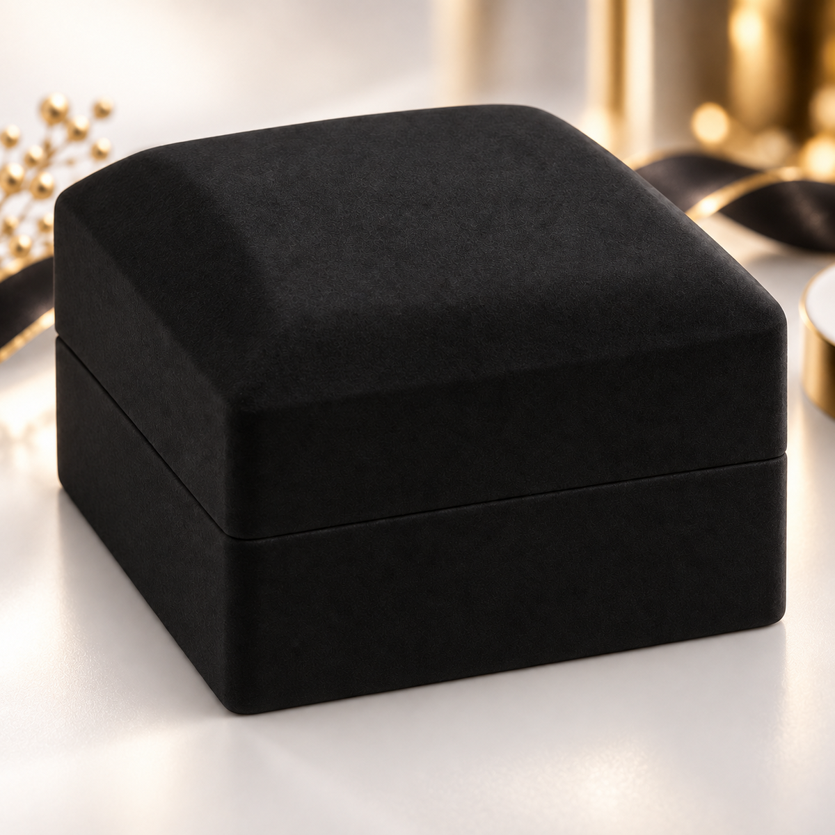 ASERON LED Ringetui mit Licht Schwarz Schmuckbox Verlobungsring Geschenkbox