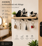 ASERON Schlüsselbrett mit Ablage Holz Wand Vogel Design Flur Garderobe