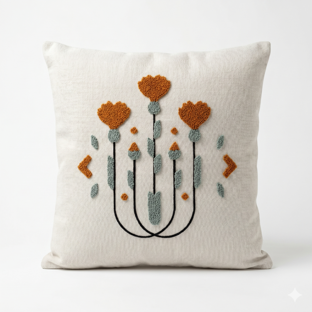 Kissenbezug 43x43 cm 2er Set Boho Punch Needle Sofa Dekokissen Hülle