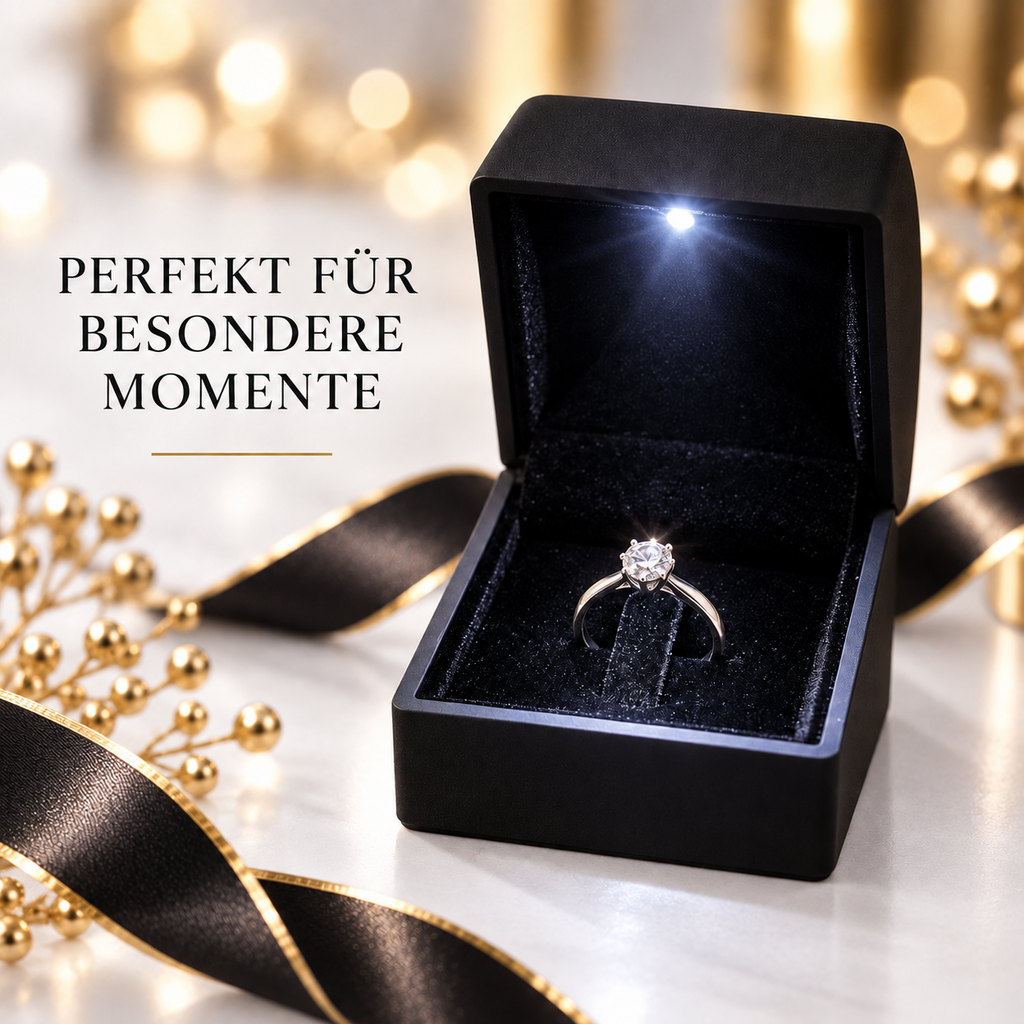 ASERON LED Ringetui mit Licht Schwarz Schmuckbox Verlobungsring Geschenkbox