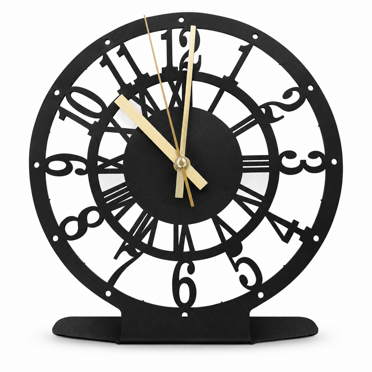 ASERON Metall Tischuhr Schwarz Industrial Arabische Zahlen 24 cm Deko