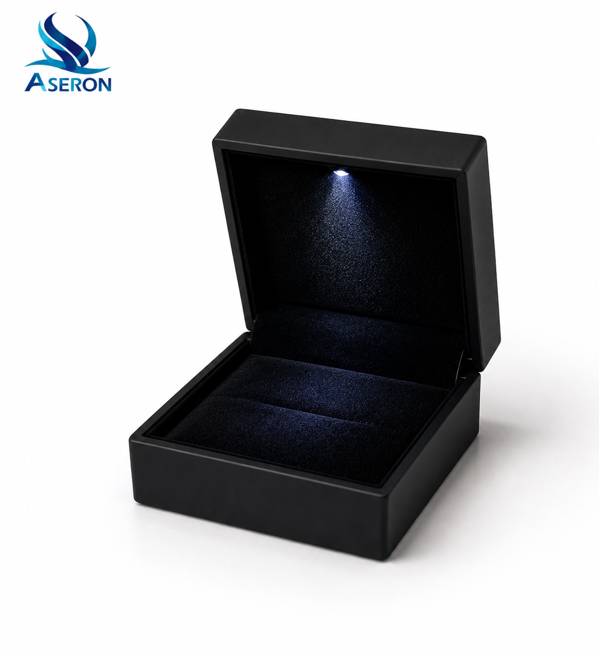 LED Schmuckbox Schwarz 10x8x4cm Samt Etui Ring Ohrringe Halskette Armband