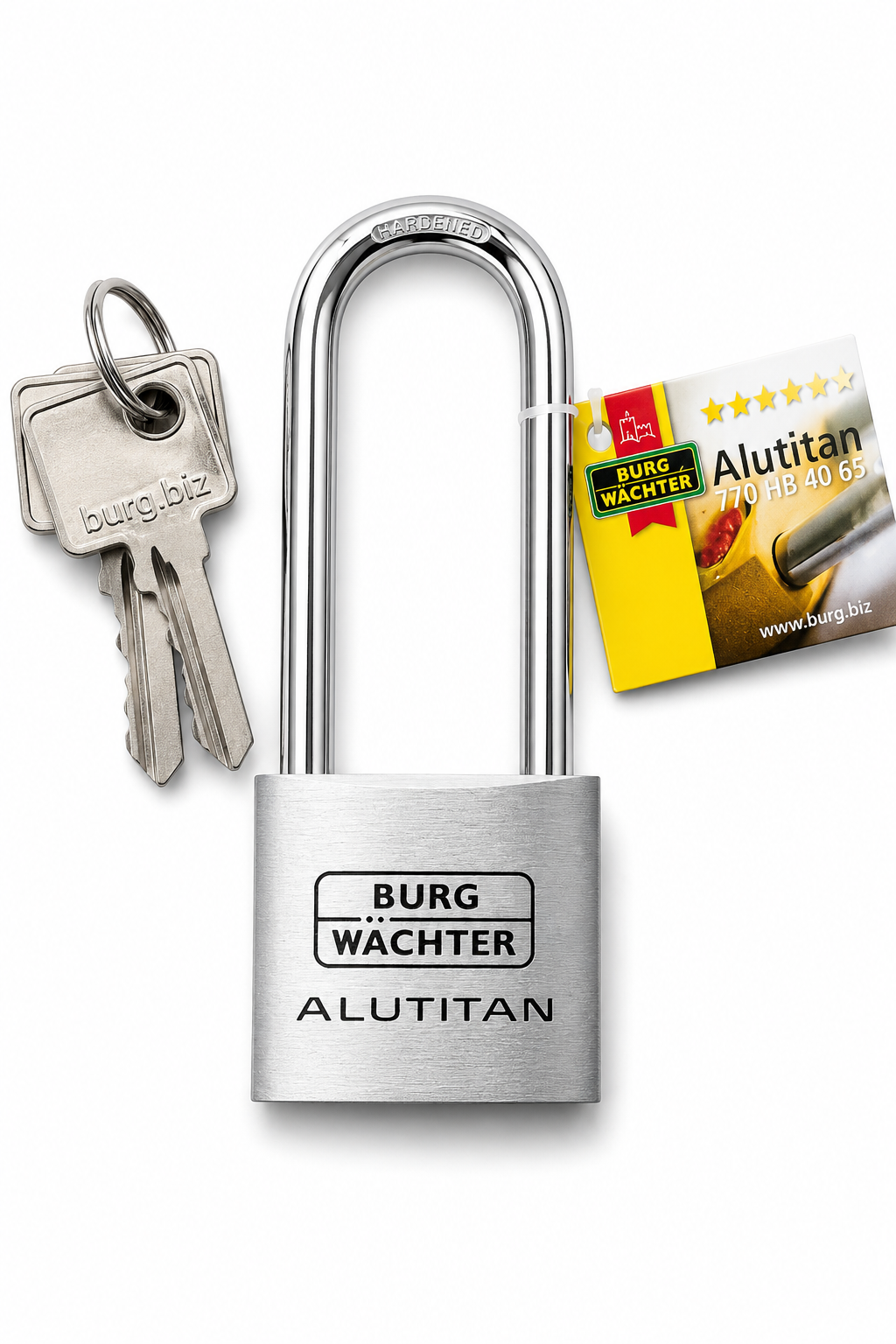 Burg-Wächter Alutitan 40/65 Vorhängeschloss hoher Bügel mit 2 Schlüsseln