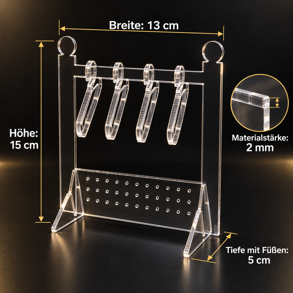 ASERON Schmuckständer Acryl Transparent Ohrringhalter mit 4 abnehmbaren Bügeln
