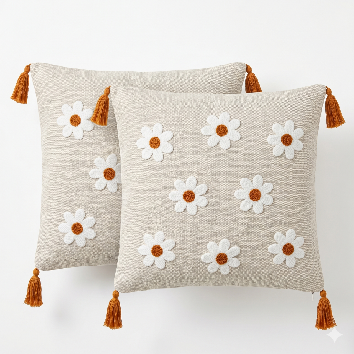 Kissenbezug 43x43 cm 2er Set Boho Punch Needle Sofa Dekokissen Hülle