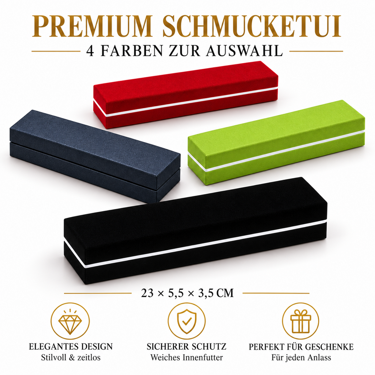 ASERON Schmuckbox für Halskette Armband Schmucketui Geschenkbox 23 cm Farbwahl
