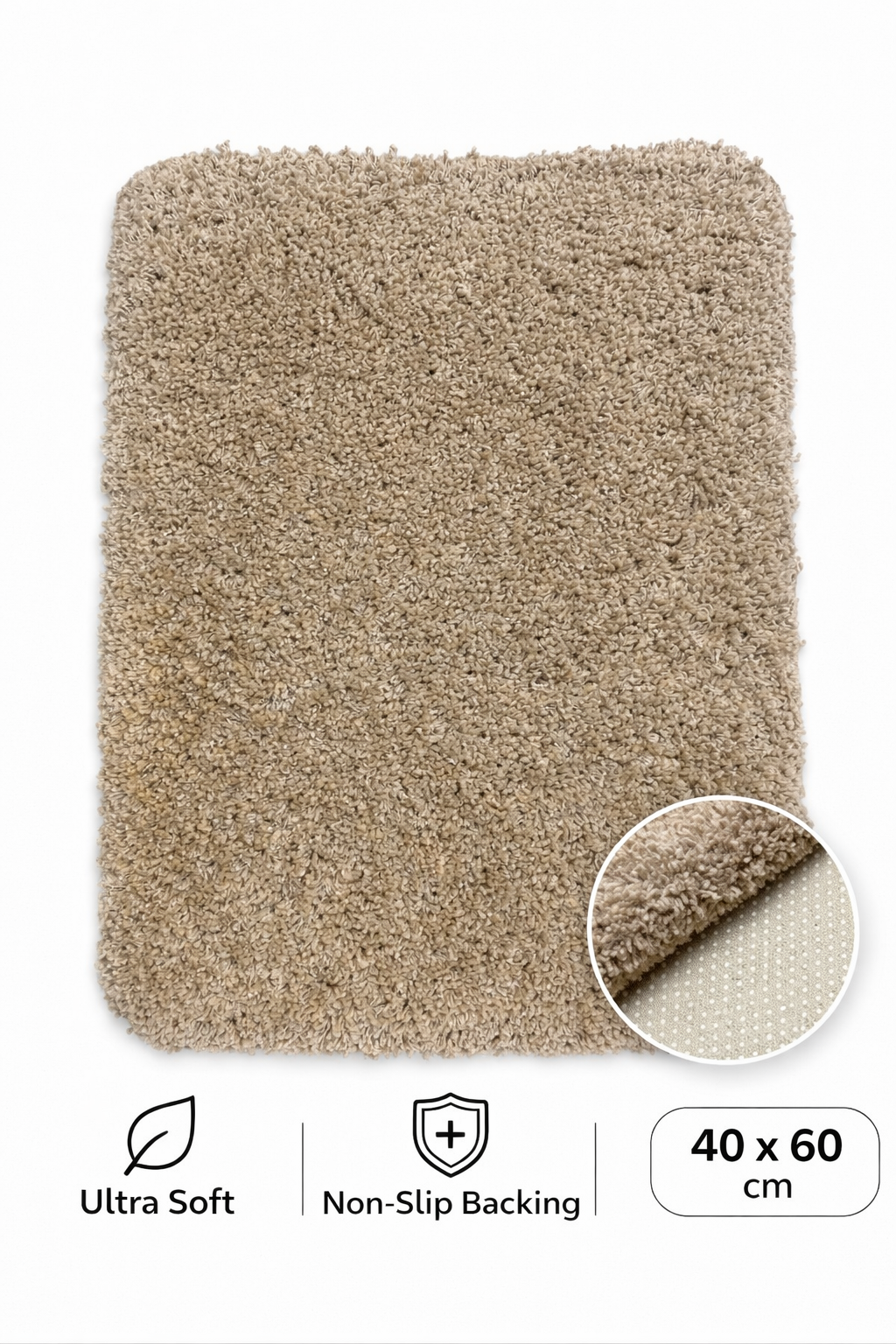 Badteppich 40x60 cm Shaggy Rutschfest Waschbar Badematte Weich 4 Farben