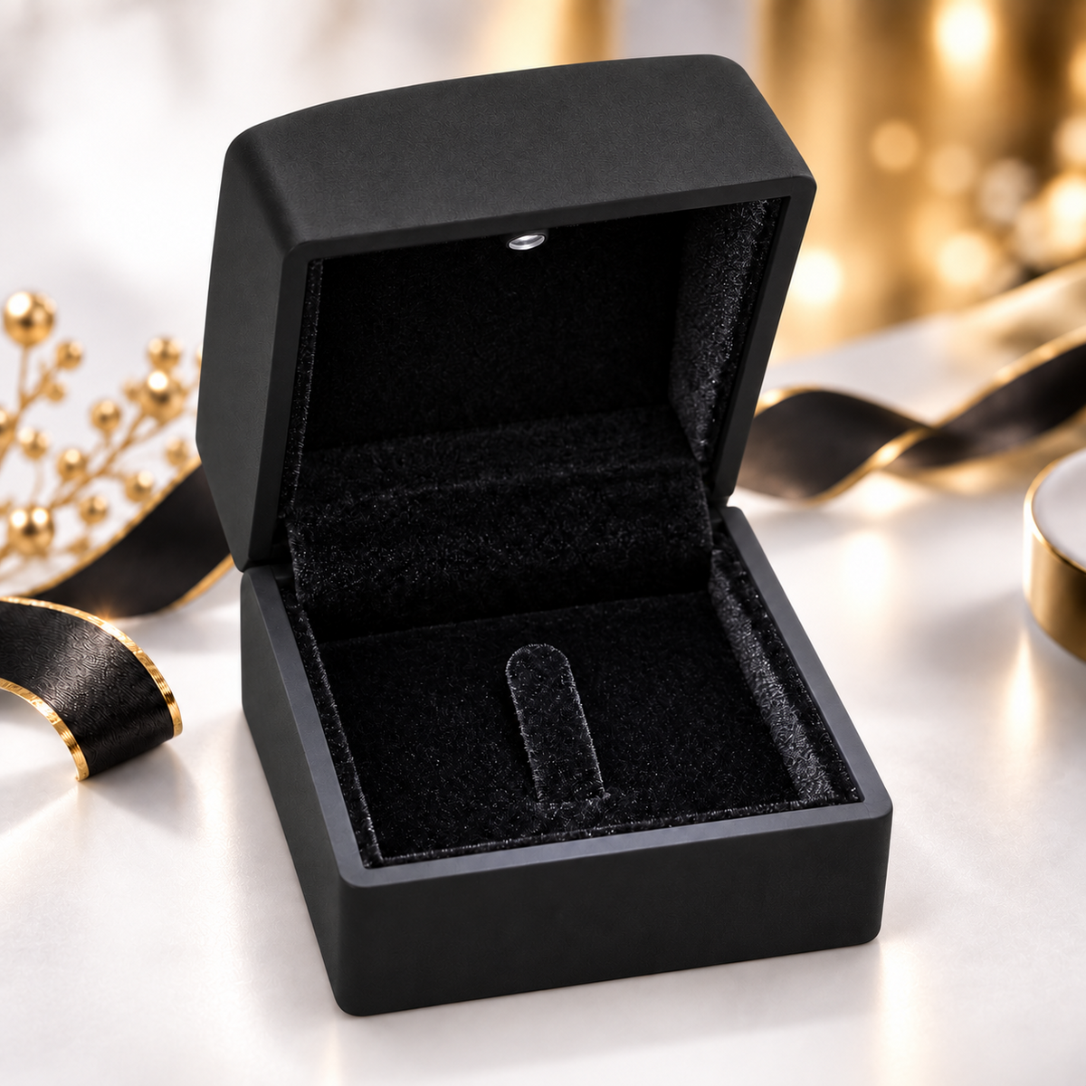 ASERON LED Ringetui mit Licht Schwarz Schmuckbox Verlobungsring Geschenkbox