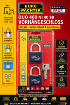 BURG-WÄCHTER Duo 460 Ni 40 SB Vorhängeschloss 2er Set Gleichschließend Rostfrei