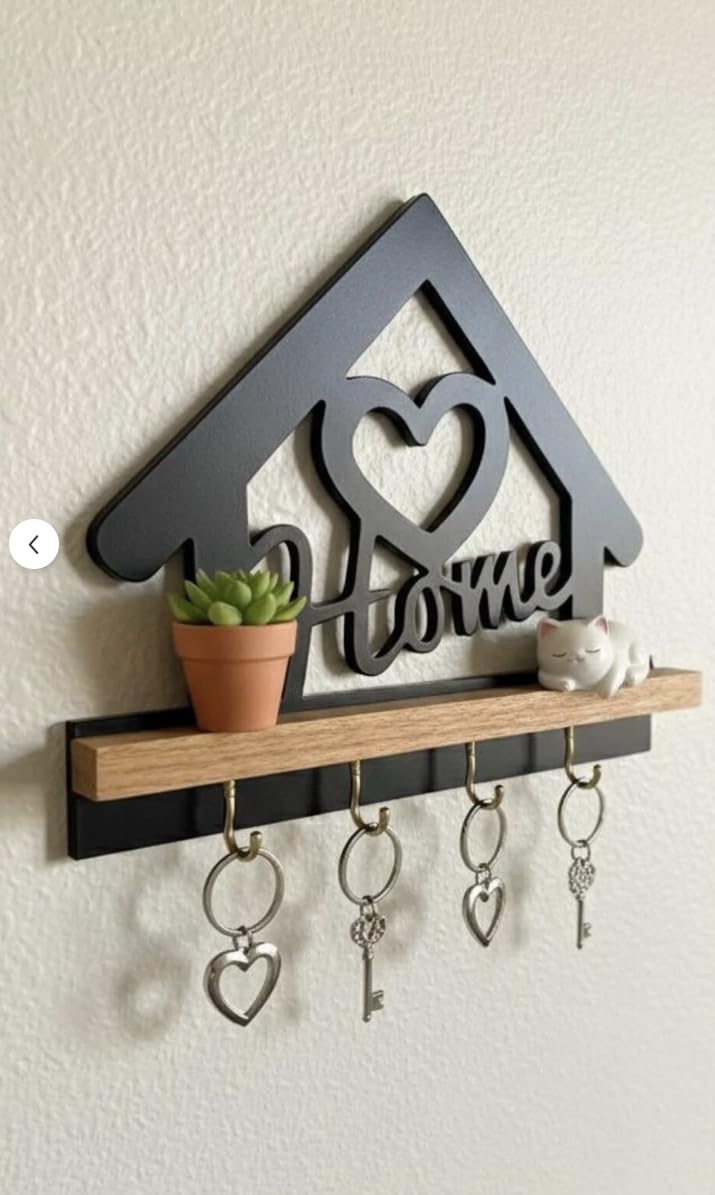 ASERON Schlüsselbrett mit Ablage Wand – Schlüsselhalter Holz Haus Design – Schlüsselboard für Flur, Eingang & Küche