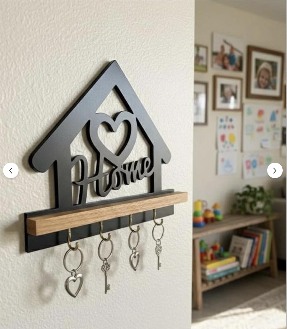 ASERON Schlüsselbrett mit Ablage Wand – Schlüsselhalter Holz Haus Design – Schlüsselboard für Flur, Eingang & Küche