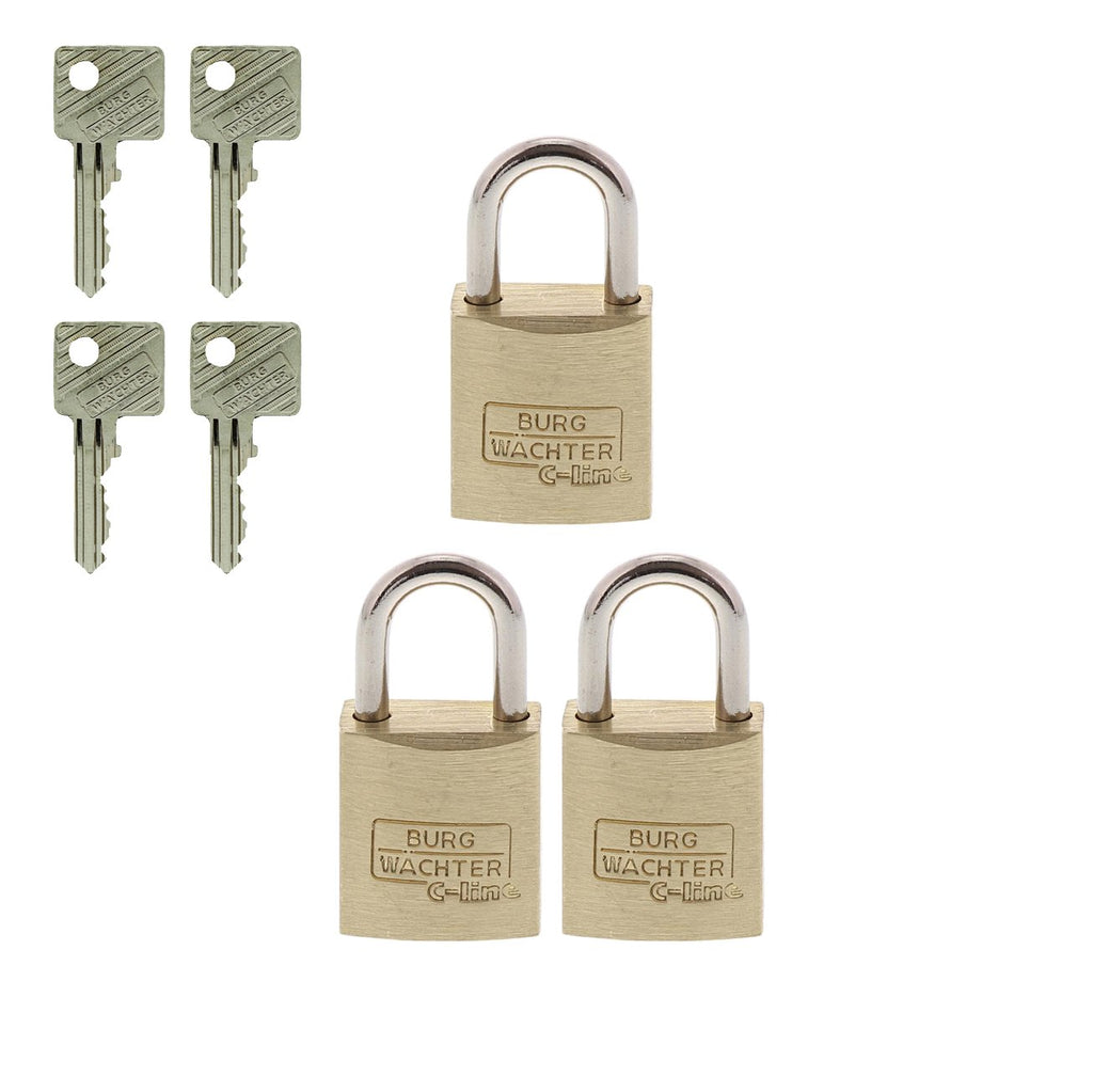 Burg Wächter Vorhangschloss-Set, Messing, Bügelstärke: 3,5 mm