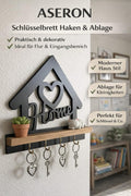 ASERON Schlüsselbrett mit Ablage Wand – Schlüsselhalter Holz Haus Design – Schlüsselboard für Flur, Eingang & Küche