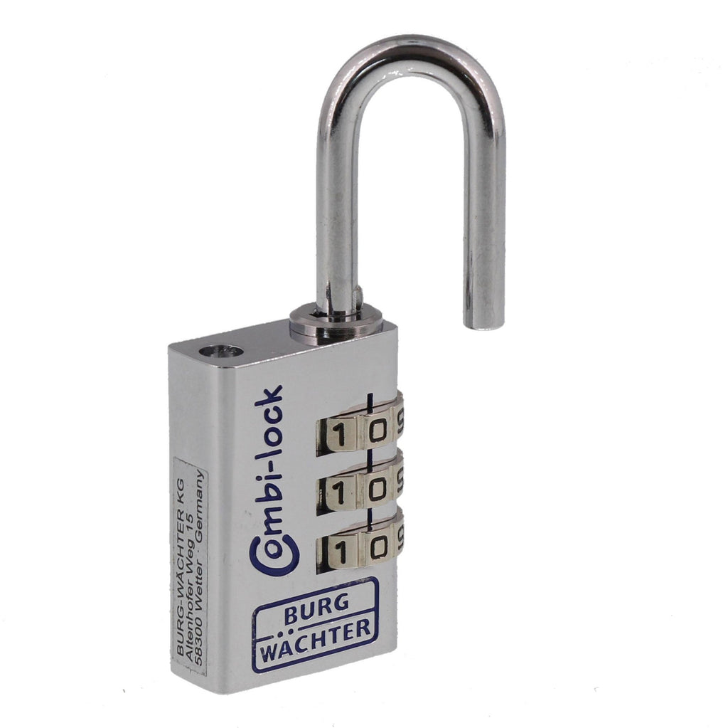 Burg Wächter Verstellbares Zahlenschloss, Combi Lock 90 20 Chromo SB, Bügelstärke: 3,2 mm, Combi 90 20 CHROMO SB, Silber