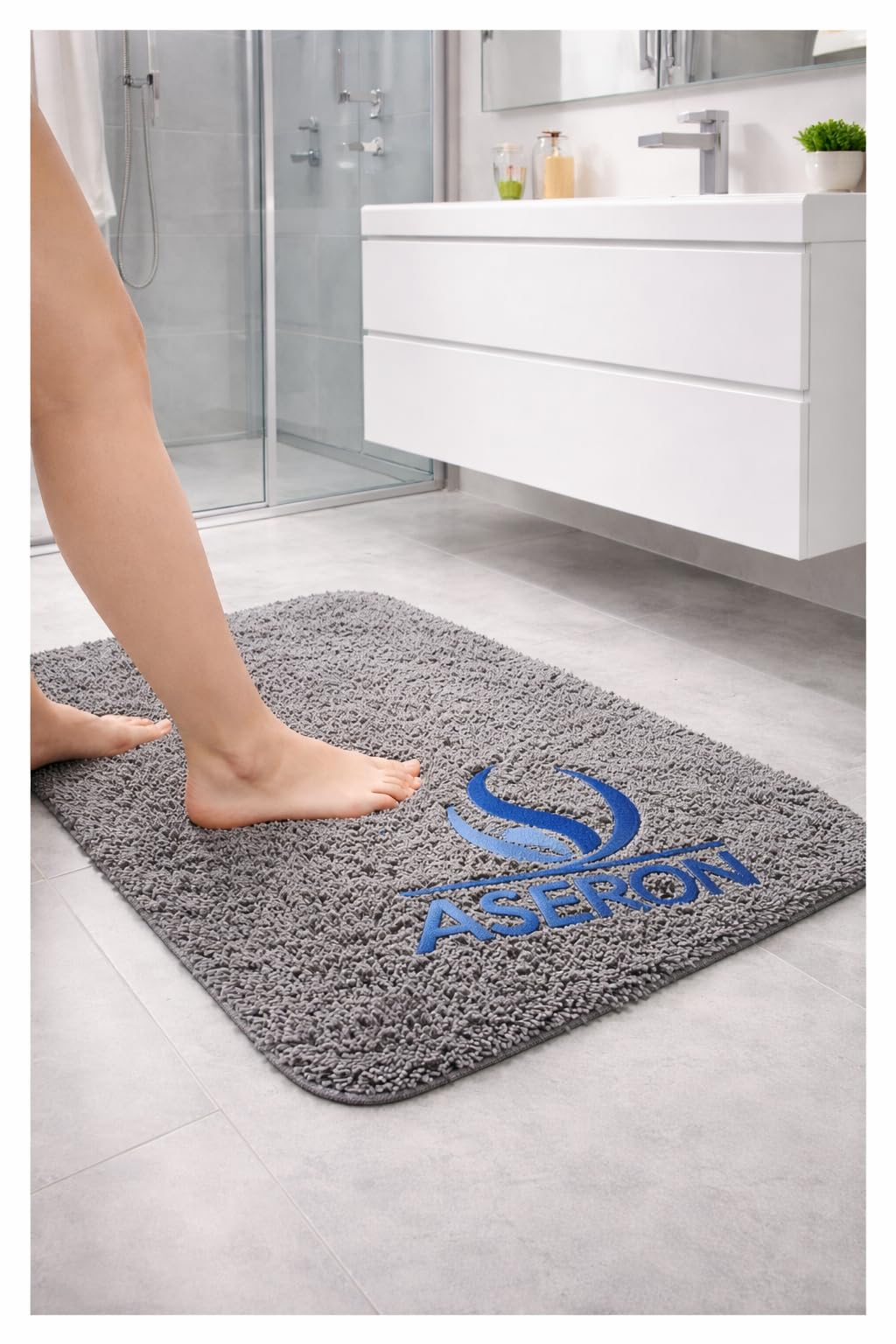 Badteppich 40x60 cm Shaggy – Rutschfest, Ultraweich, Waschbar, Saugstark, Moderner Badezimmer Teppich