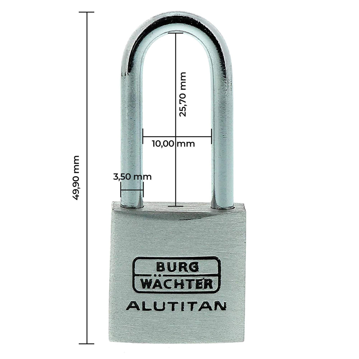 Burg-Wächter Vorhangschloss, Vorhängeschloss mit Schlüssel, Duo Set, 3,7 mm Bügelstärke, massives Aluminiumschloss, Innenwerk rostfrei, Gehärtet, Alutitan Duo 770 HB 20 26 SB