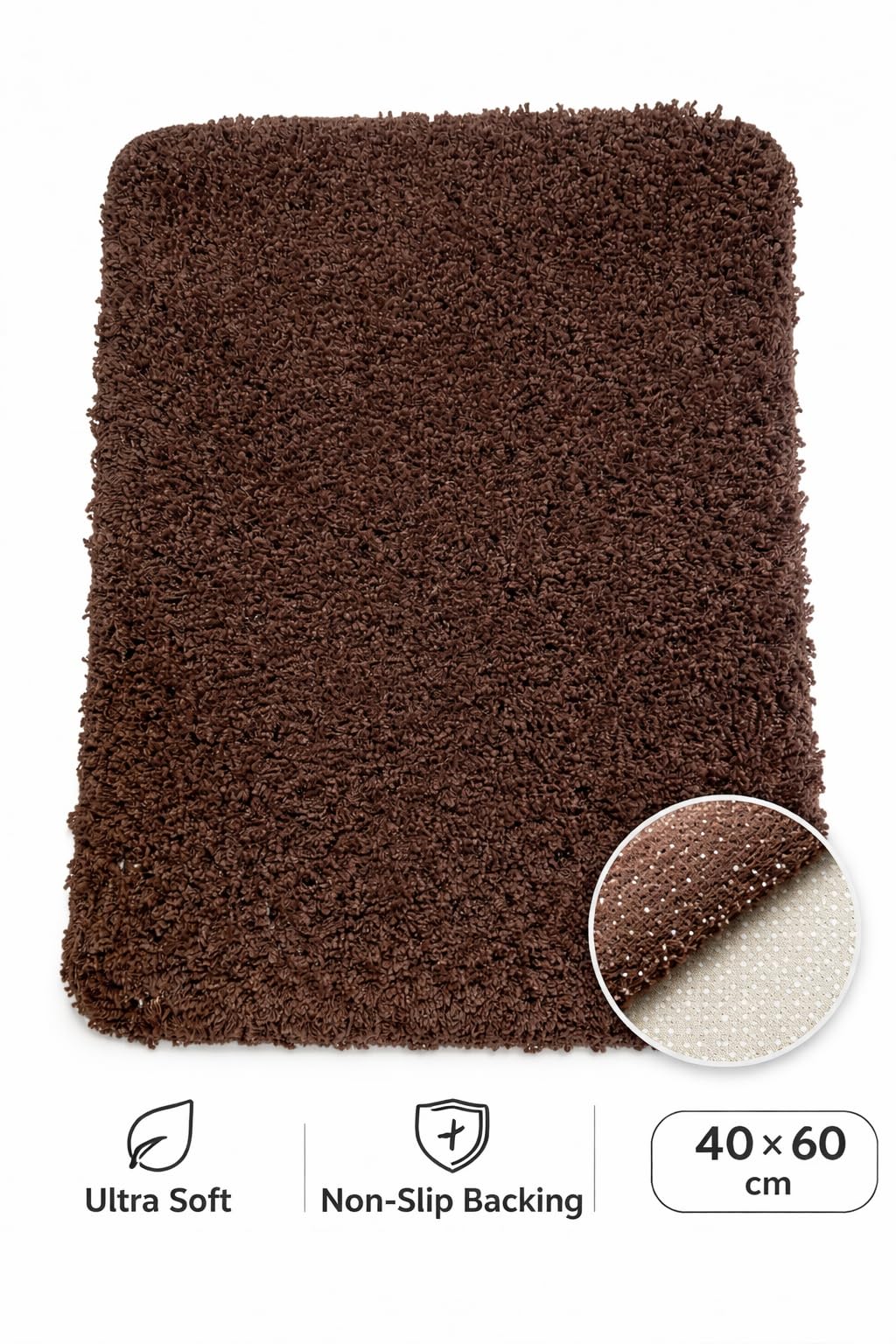 Badteppich 40x60 cm Shaggy – Rutschfest, Ultraweich, Waschbar, Saugstark, Moderner Badezimmer Teppich