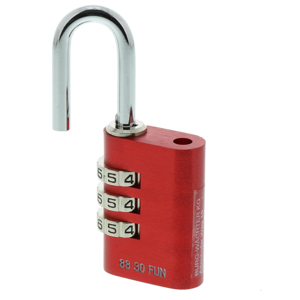 BURG WÄCHTER Verstellbares Zahlenschloss, 5 mm Bügelstärke, 3 Zahlenrollen, Combi Lock 88 30 Fun SB