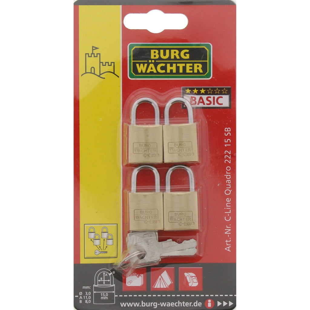 Burg Wächter Vorhangschloss-Set, Messing, Bügelstärke: 3,5 mm