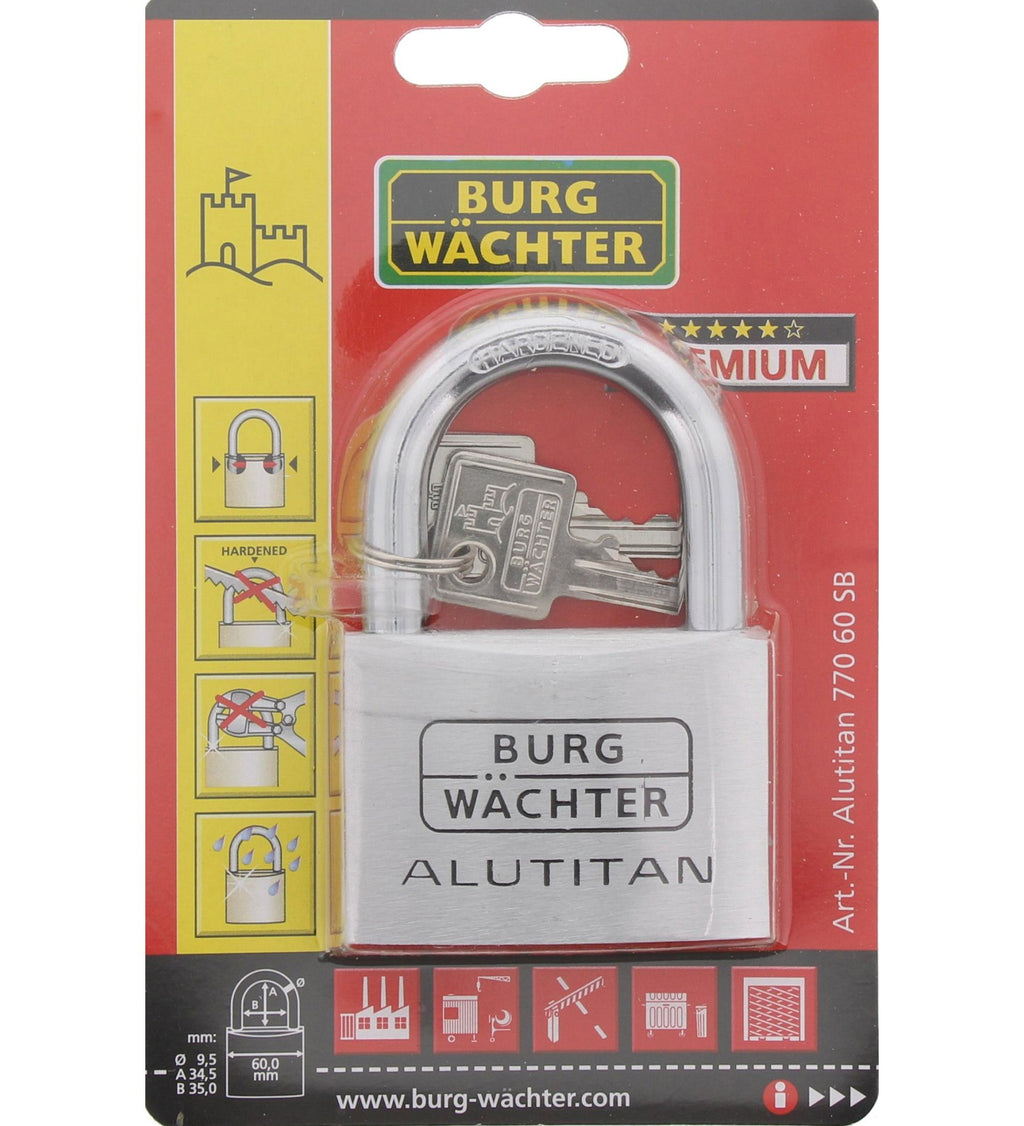 Burg Wächter 30 Burg Vorhangschloss 770 Alutitan, 30 mm SB