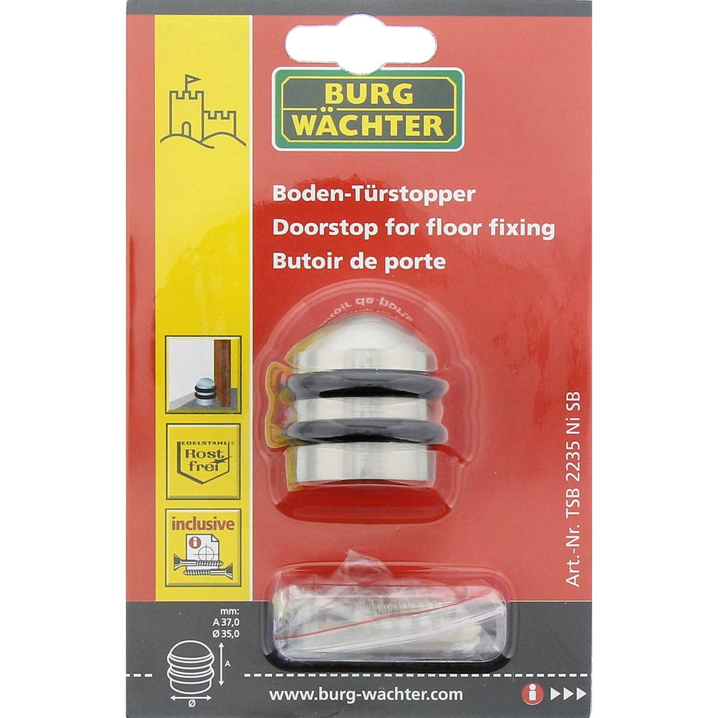 Burg-Wächter Boden-Türstopper, TSB 2235 Ni SB, Edelstahl-Optik