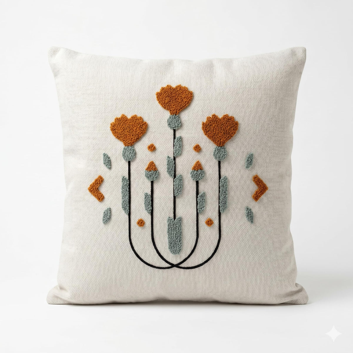 ASERON Kissenbezug 43x43 cm 2er Set – Punch Needle Design, Boho Dekorativ, Weich, Waschbar, Zierkissenhülle für Sofa & Wohnzimmer, Ohne Füllung