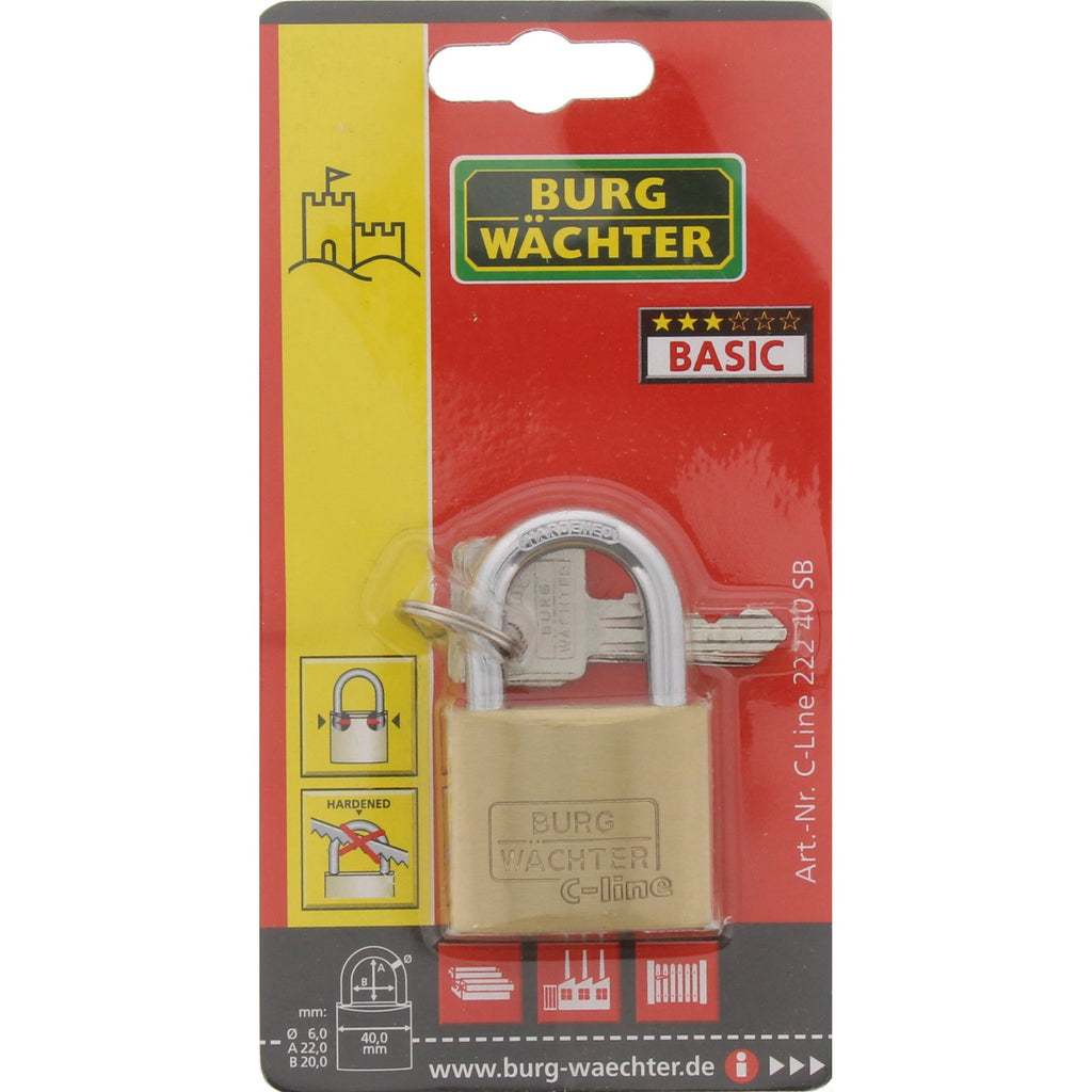 BURG-WÄCHTER Vorhängeschloss, 3 mm Bügelstärke, 2 Schlüssel, C-Line 222 15 SB