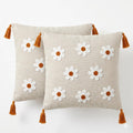 ASERON Kissenbezug 43x43 cm 2er Set – Handgefertigtes Punch Needle Blumenmuster, Boho Stil, Weich & Waschbar, Dekorative Zierkissenhülle, Ohne Füllung
