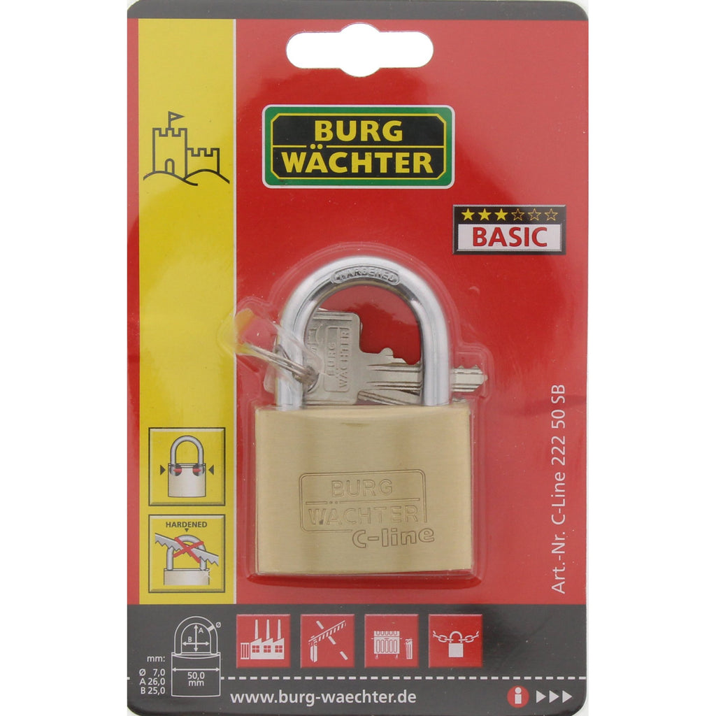 BURG-WÄCHTER Vorhängeschloss, 3 mm Bügelstärke, 2 Schlüssel, C-Line 222 15 SB