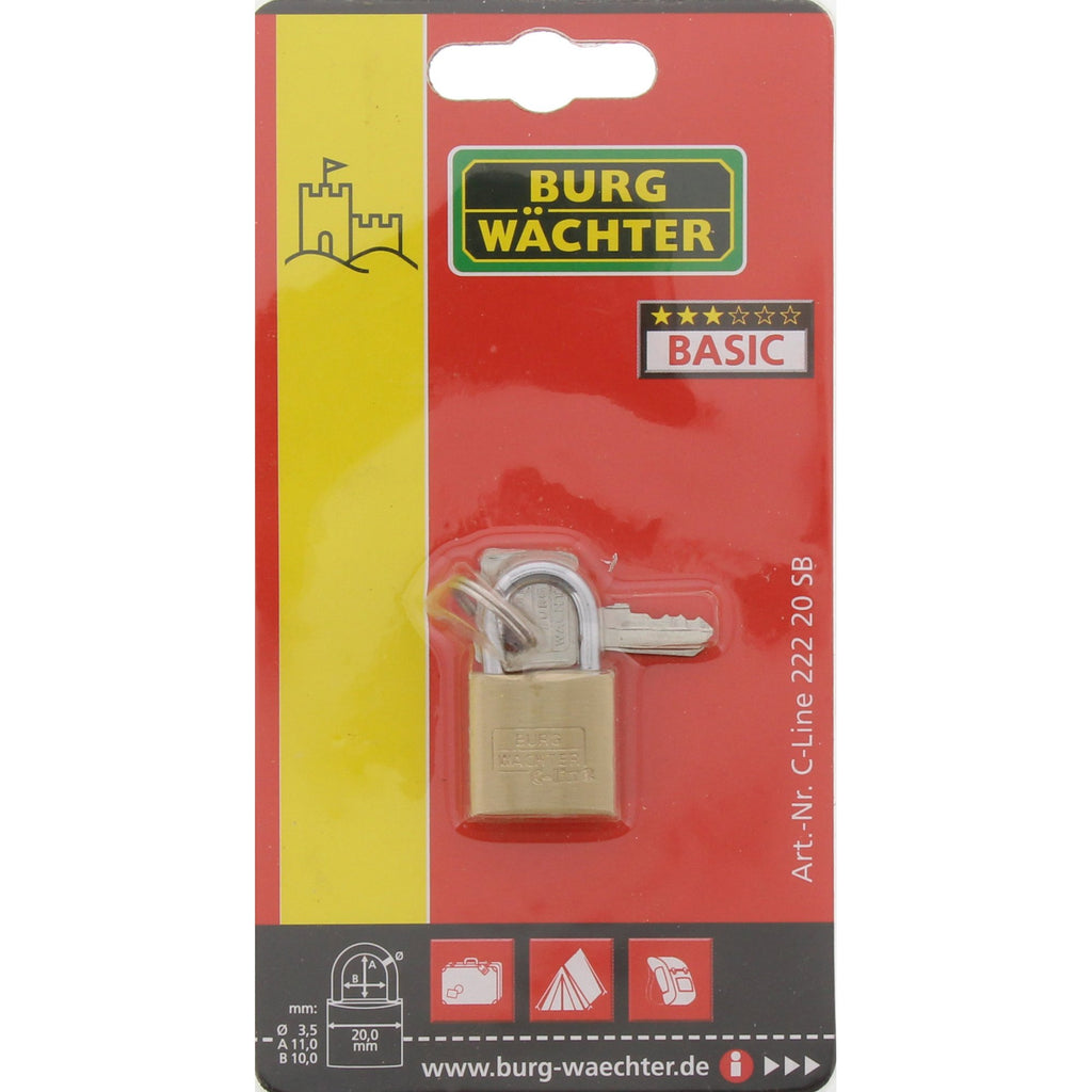 BURG-WÄCHTER Vorhängeschloss, 3 mm Bügelstärke, 2 Schlüssel, C-Line 222 15 SB