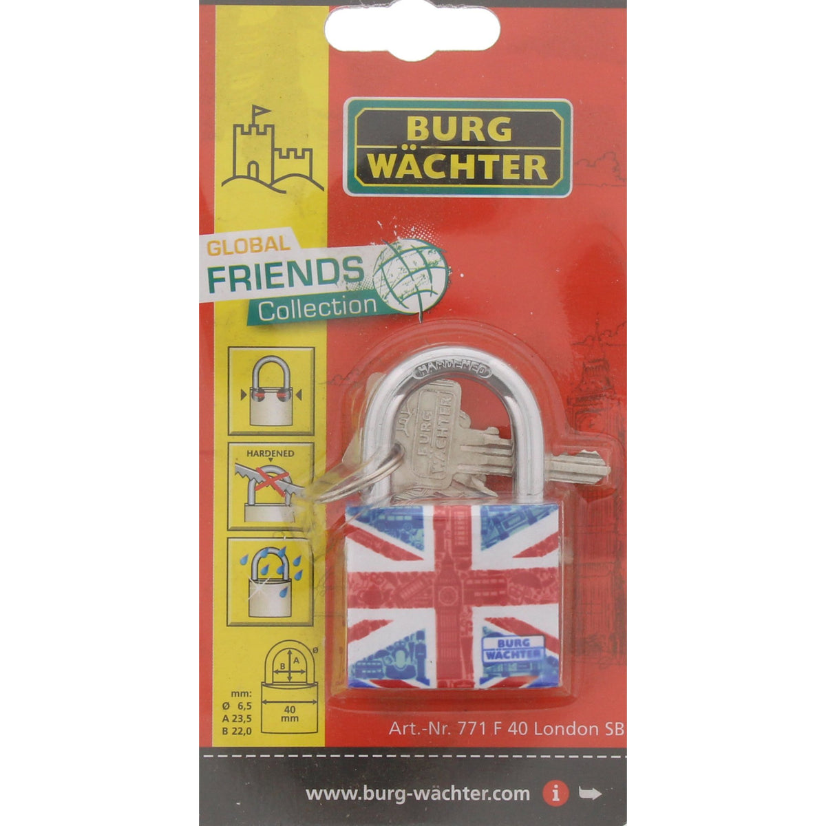Burg-Wächter Zylinder Vorhangschloss, Motivschloss, Reiseschloss mit Zahlencode aus Aluminium, 771 F 40 London SB