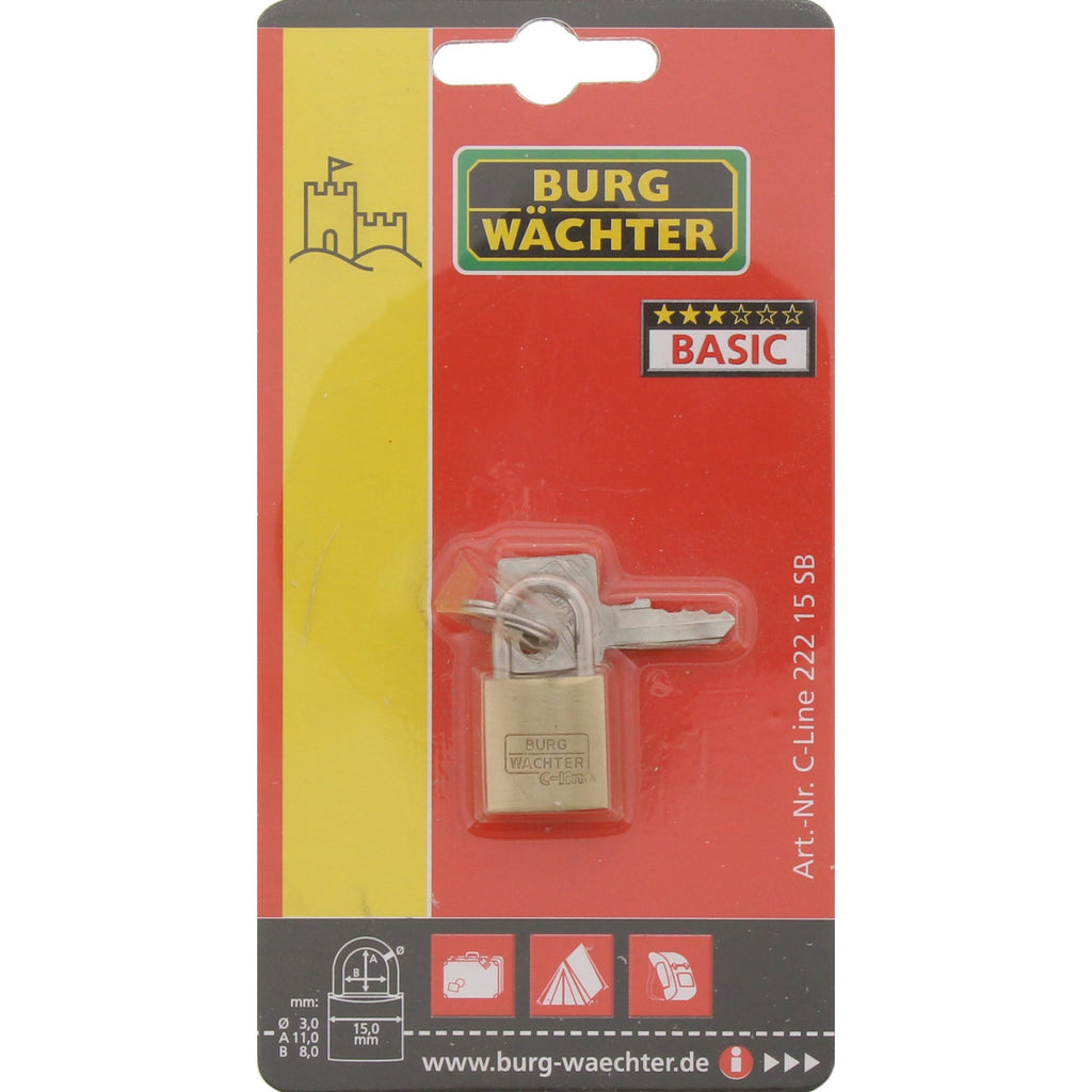 BURG-WÄCHTER Vorhängeschloss, 3 mm Bügelstärke, 2 Schlüssel, C-Line 222 15 SB