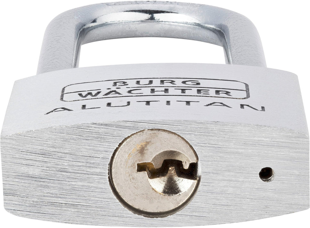 Burg-Wächter Vorhangschloss, Vorhängeschloss mit Schlüssel, 6,9 mm Bügelstärke, massives Aluminiumschloss, Innenwerk rostfrei, Gehärtet, Alutitan 770 HB 40 65 SB