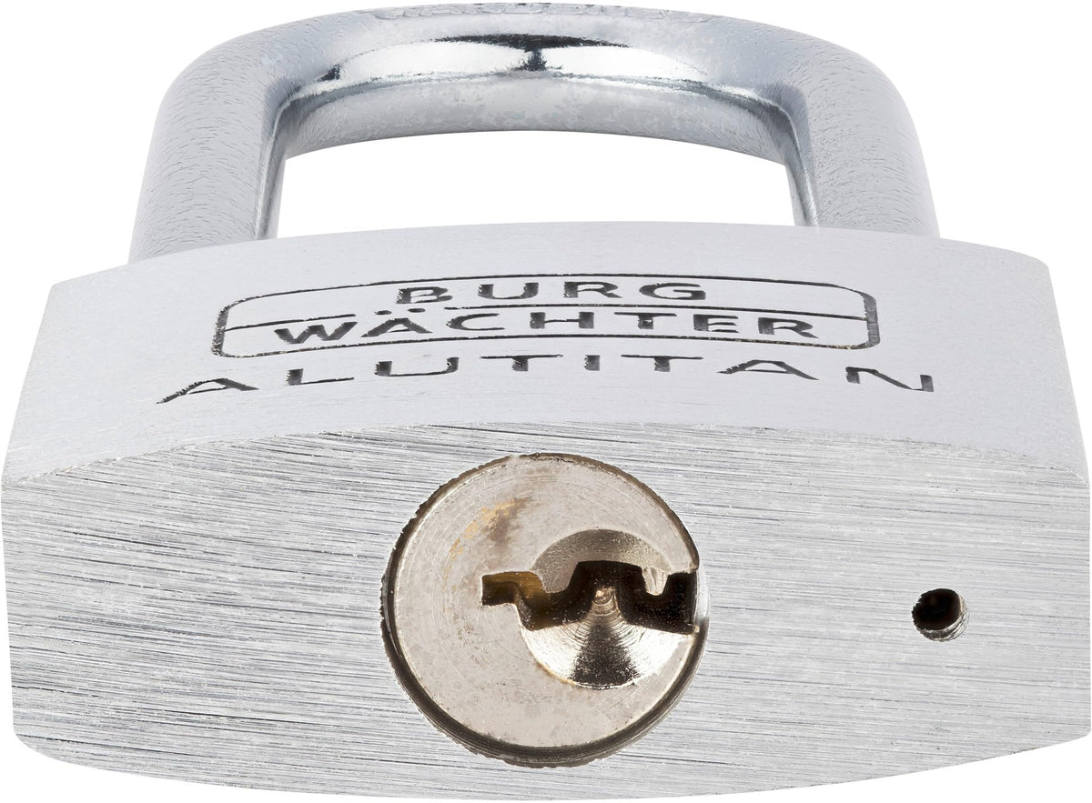 Burg-Wächter Vorhangschloss, Vorhängeschloss mit Schlüssel, 6,9 mm Bügelstärke, massives Aluminiumschloss, Innenwerk rostfrei, Gehärtet, Alutitan 770 HB 40 65 SB