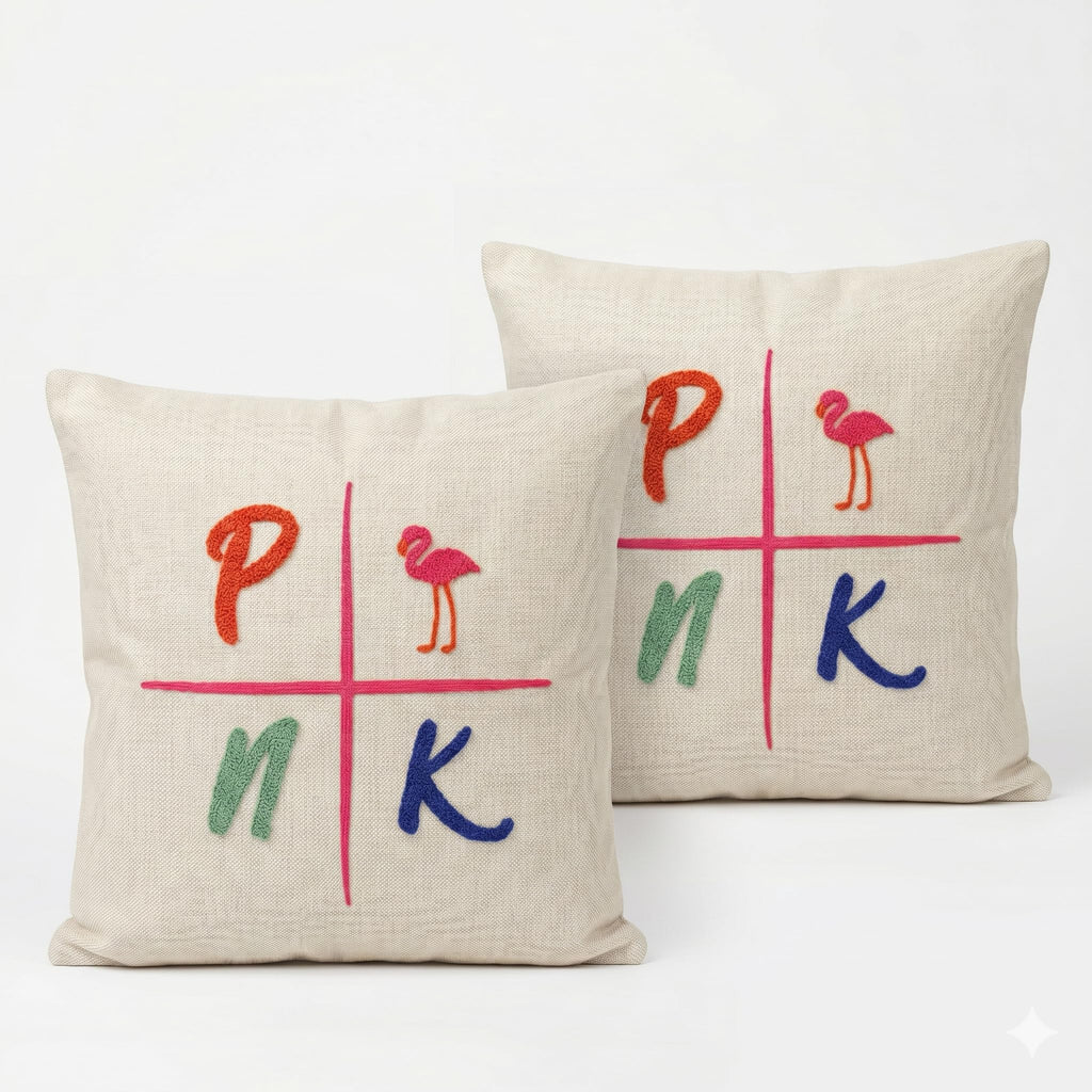 ASERON Kissenbezug 43x43 cm 2er Set – Punch Needle Design, Boho Dekorativ, Weich, Waschbar, Zierkissenhülle für Sofa & Wohnzimmer, Ohne Füllung