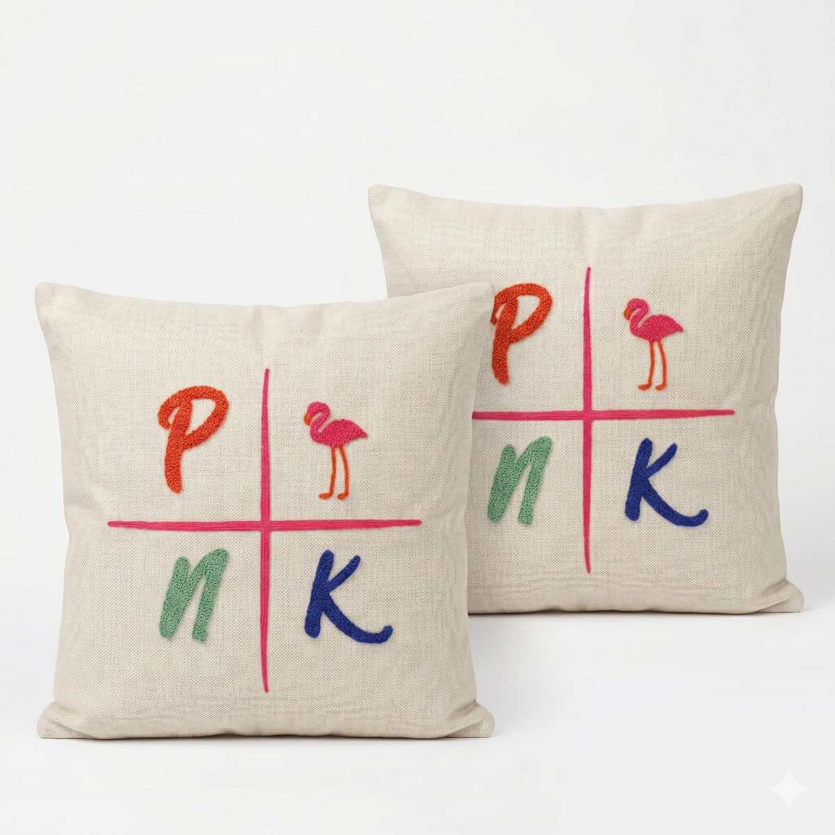 ASERON Kissenbezug 43x43 cm 2er Set – Punch Needle Design, Boho Dekorativ, Weich, Waschbar, Zierkissenhülle für Sofa & Wohnzimmer, Ohne Füllung
