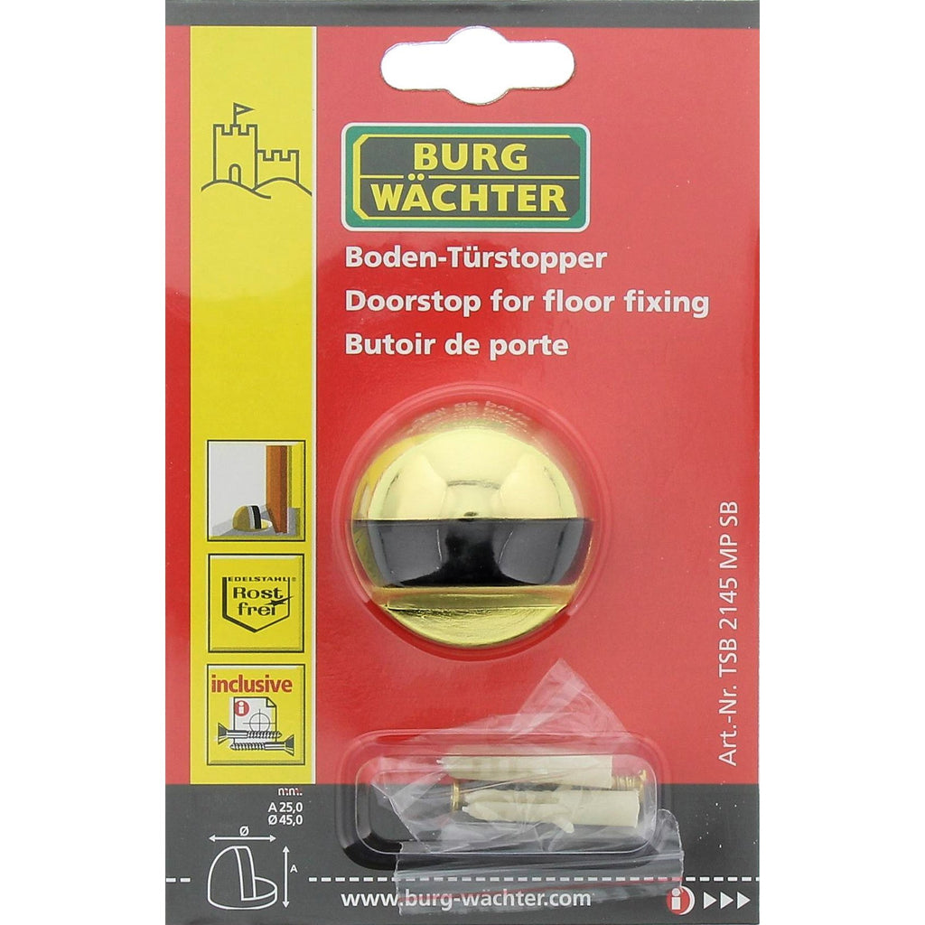 Burg-Wächter Design-Türstopper, Bodenmontage, TSB 2145 MP SB, Messing-poliert
