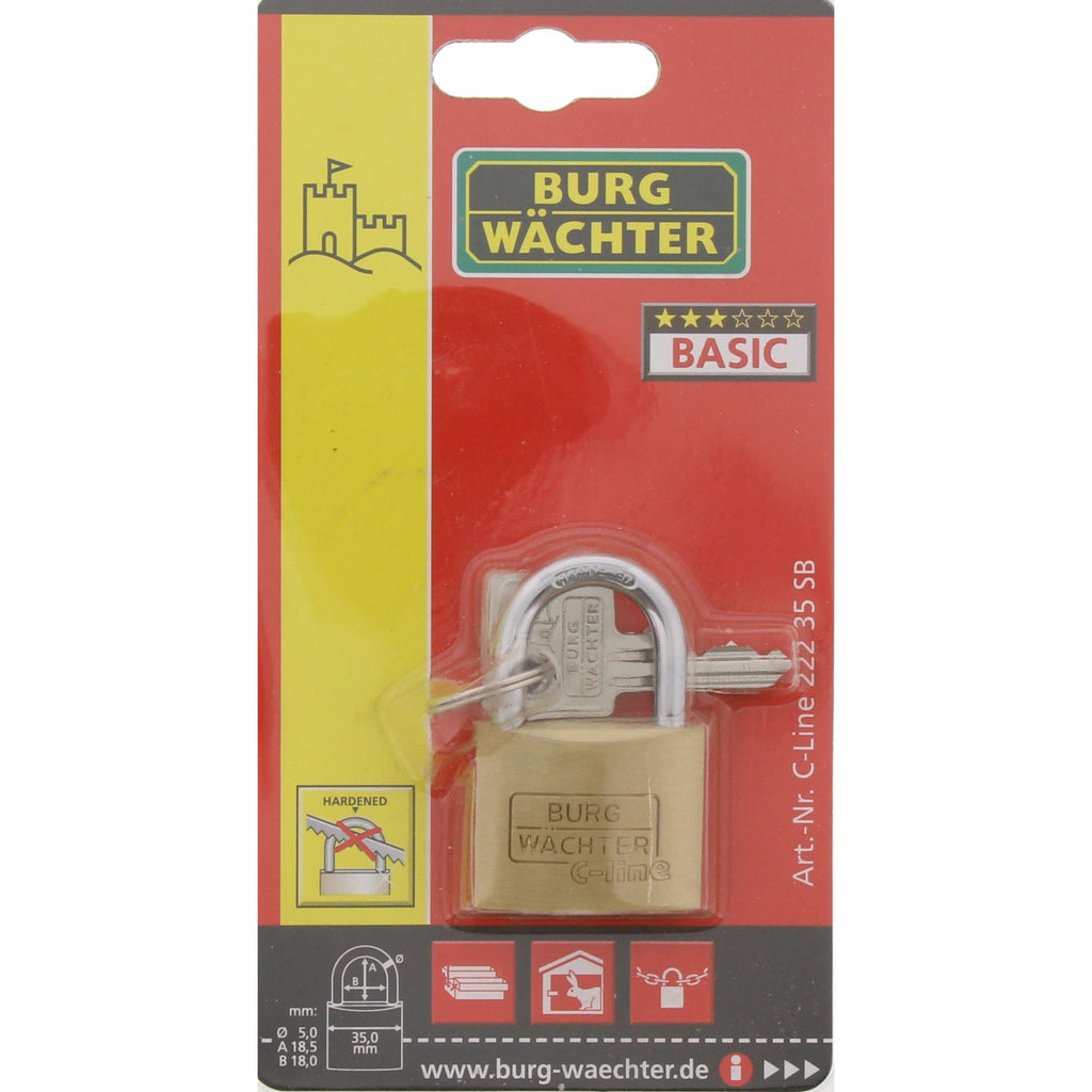 BURG-WÄCHTER Vorhängeschloss, 3 mm Bügelstärke, 2 Schlüssel, C-Line 222 15 SB