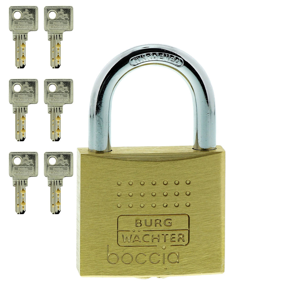 Burg-Wächter Vorhängeschloss, 6,5 mm Bügelstärke, Kneifschutz, 6 Schlüssel, Boccia 450 40 6 SB