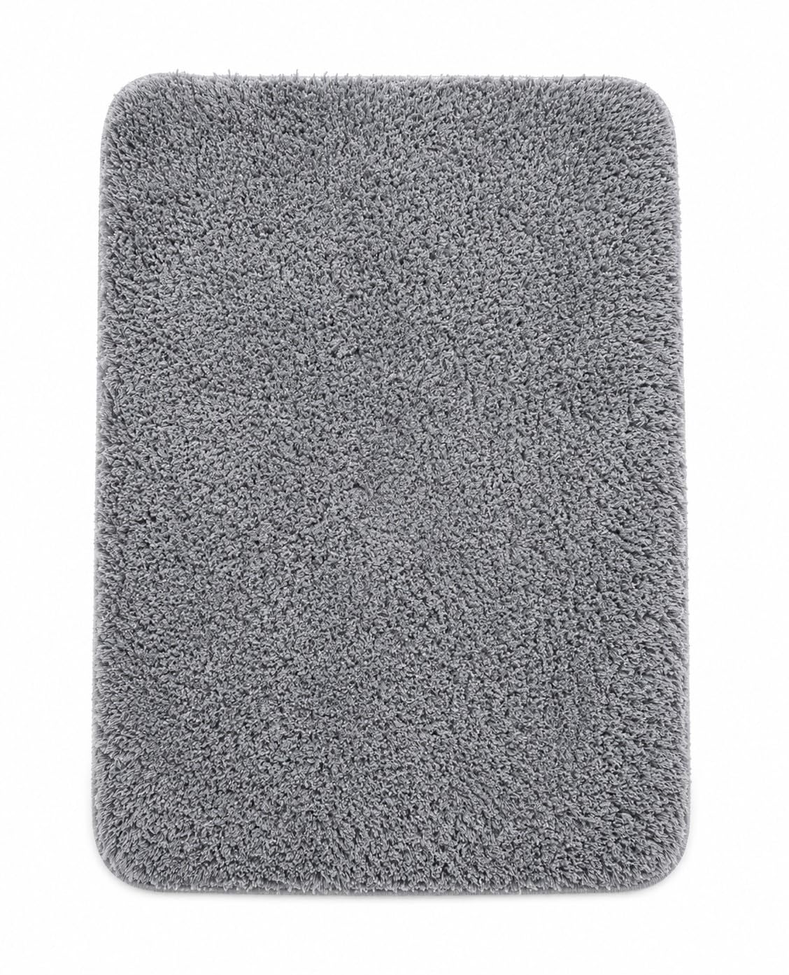 ASERON Badteppich 40x60 cm  Set – Rutschfest, Ultraweich, Waschbar, Saugstark, Schnelltrocknend, Shaggy Badezimmer Teppich Grau