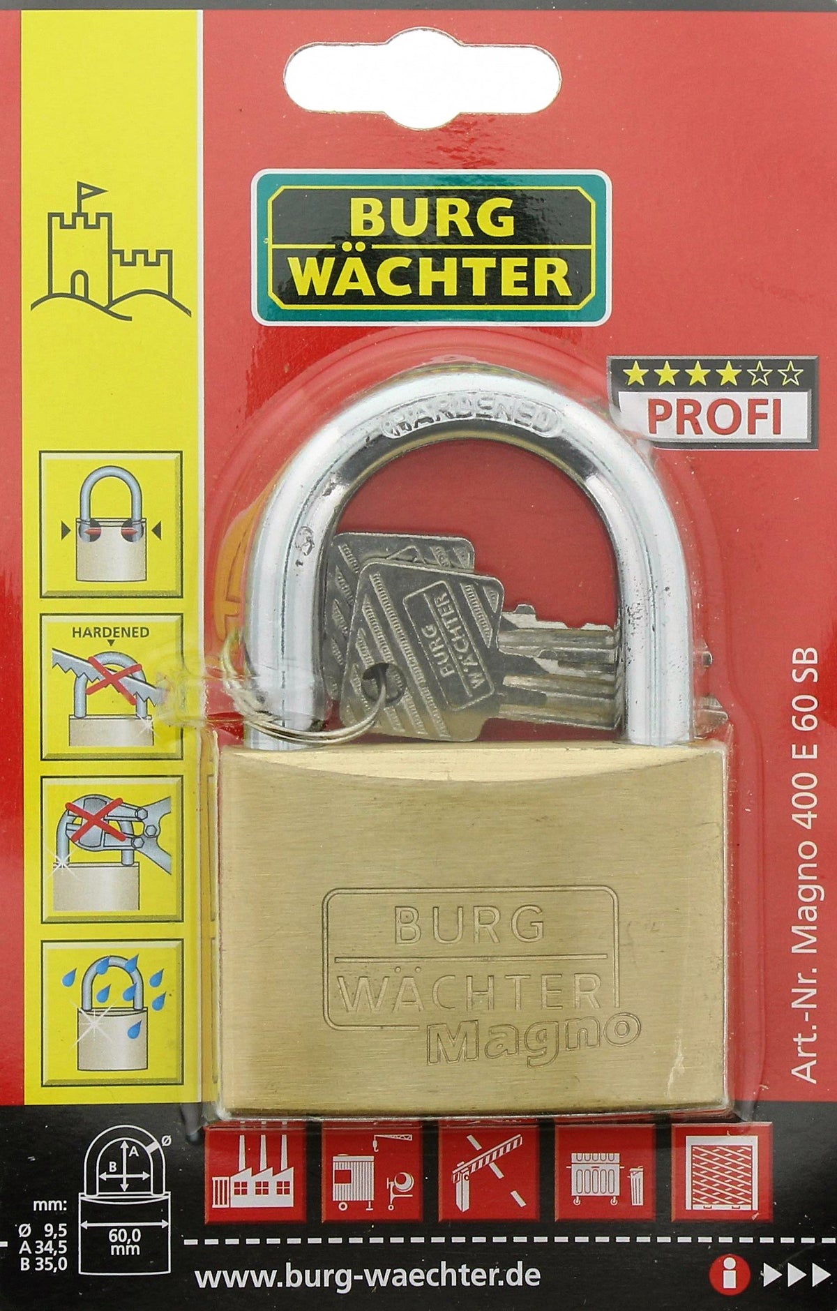 BURG WÄCHTER Vorhangschloss Magno 400 E, 1 Stück