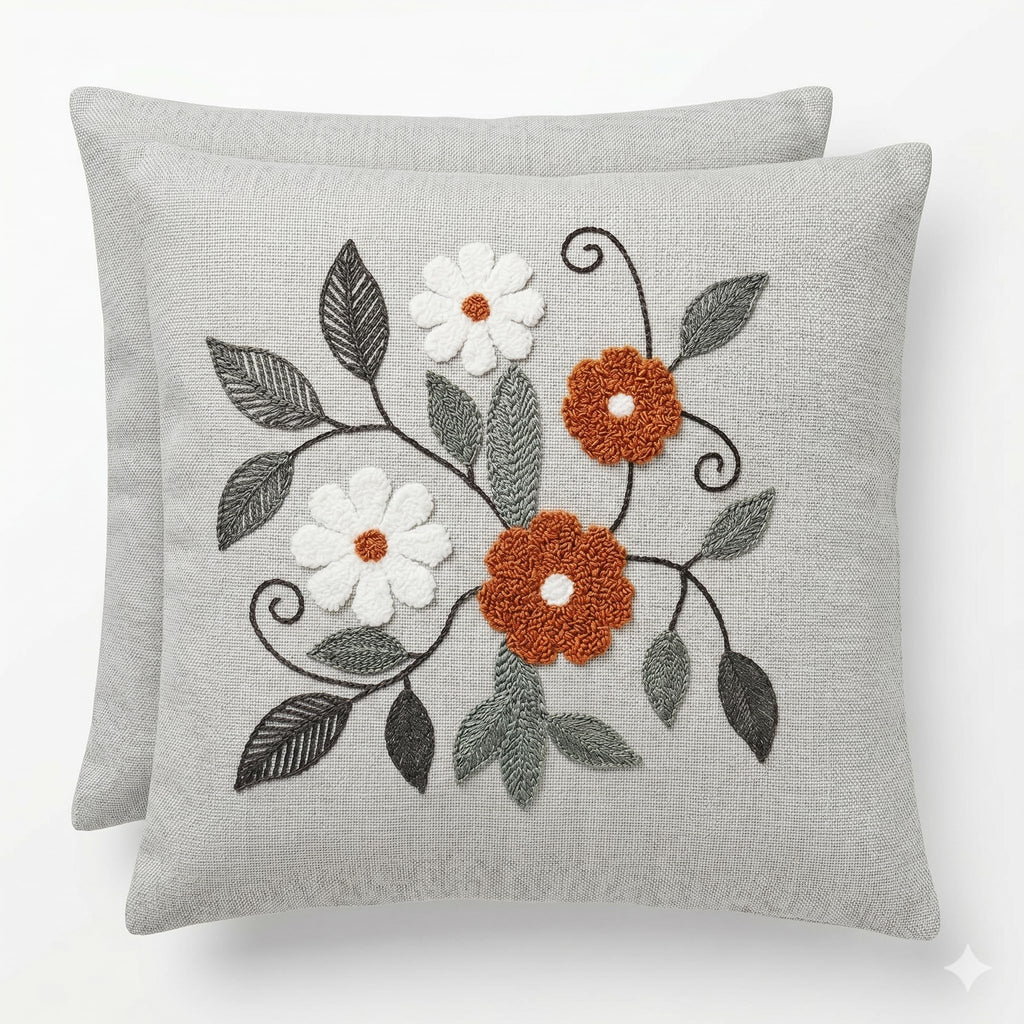 ASERON Kissenbezug 43x43 cm 2er Set – Punch Needle Design, Boho Dekorativ, Weich, Waschbar, Zierkissenhülle für Sofa & Wohnzimmer, Ohne Füllung
