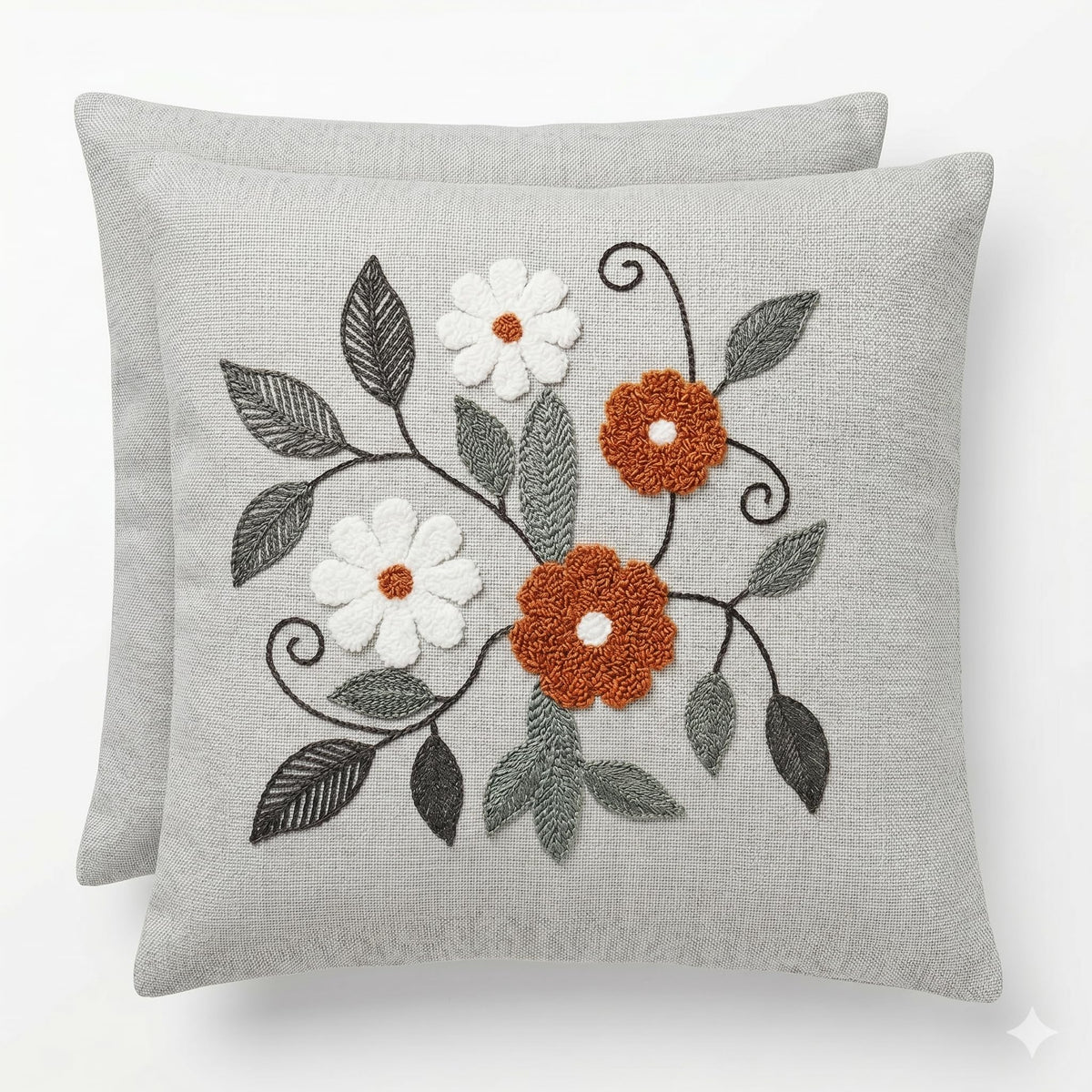 ASERON Kissenbezug 43x43 cm 2er Set – Punch Needle Design, Boho Dekorativ, Weich, Waschbar, Zierkissenhülle für Sofa & Wohnzimmer, Ohne Füllung