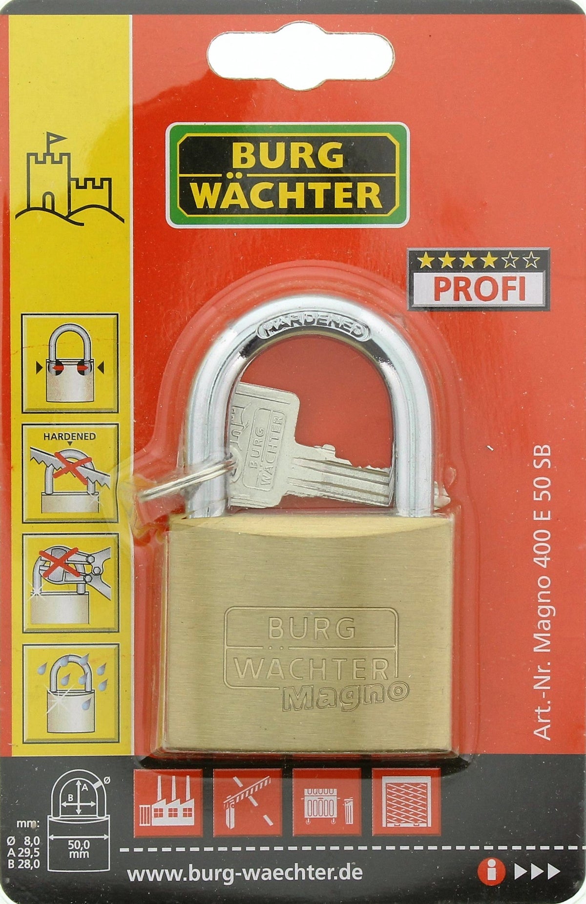 BURG WÄCHTER Vorhangschloss Magno 400 E, 1 Stück