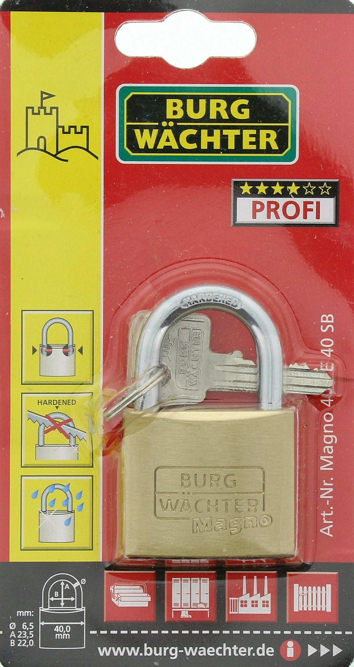 BURG WÄCHTER Vorhangschloss Magno 400 E, 1 Stück